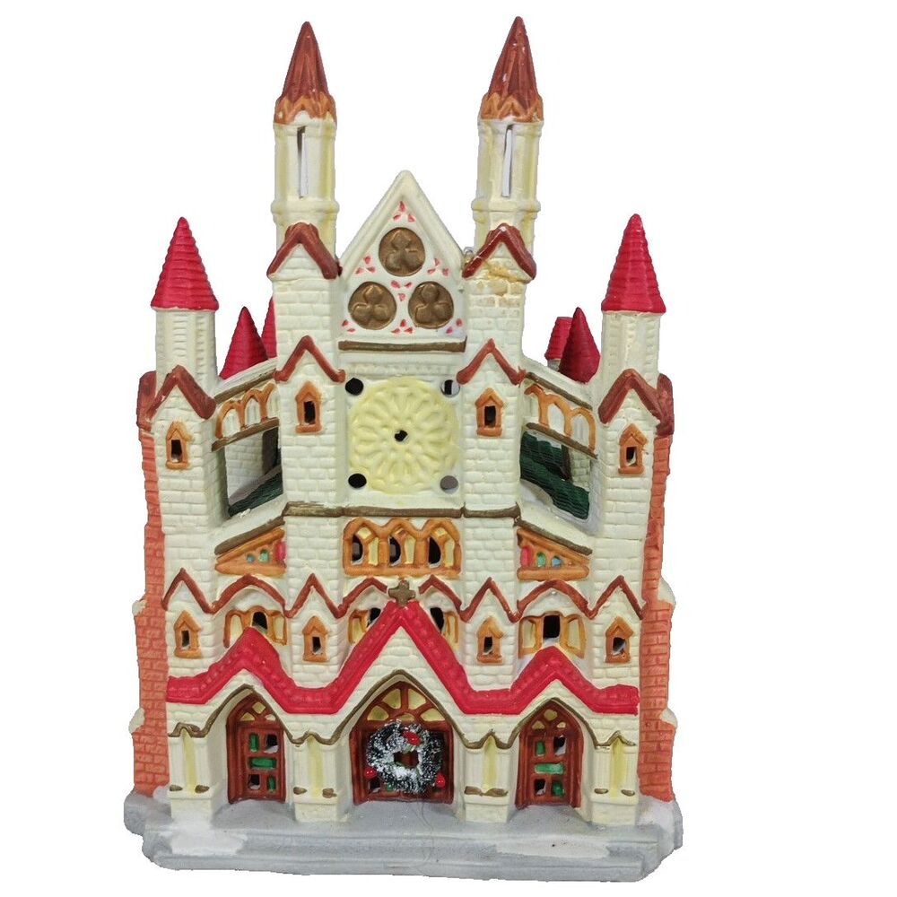 Vintage NOMA 1996 Lighted Church Christmas Village House Cathedral Decor
